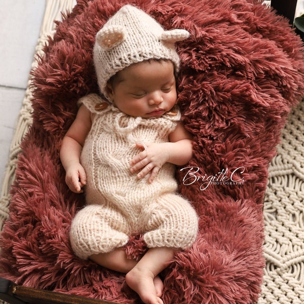 Newborn Romper Newborn Romper Newborn Hat Bear Hat Newborns Photo Props Newborn Girl Romper Newborn Bear Newborn Outfit Baby Clothes