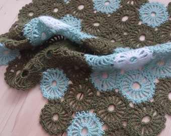 Crocheted Newborn Blanket: Angora Wool Baby Photo Prop