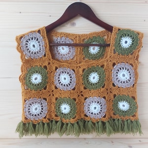 Gehäkelte Oma Quadrat Bluse: Boho Festival Top