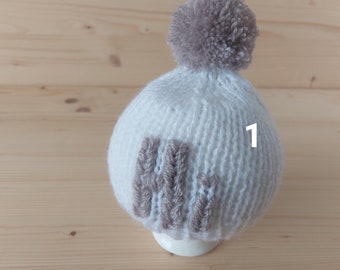 Newborn Hat 3 colours Newborn Hat with "Hi" Newborn Photo Props Baby Hat Newborn Boy Hat  Newborn Outfit Newborn Pom Pom Hat Newborn