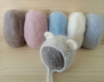 Kid Royal Mohair, 5 Farben, Neugeborenen Bärenmütze, Mohair Neugeborenen Mütze, Neugeborenen Mütze Mädchen, Neugeborenen Mütze Jungen, Bären Neugeborenen Mütze, Neugeborenen Mütze Krankenhaus