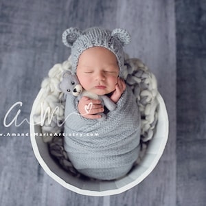 Newborn Wrap Set Newborn Wrap Newborn Hat Newborn Bear Hat Newborn Photo Props Newborn Wrap Prop Newborn Bonnet Newborn Hat Boy Baby