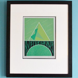 Escape From The Emerald Kingdom - original, handprinted lino cut print