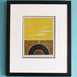 On An Island - original, handprinted linocut print