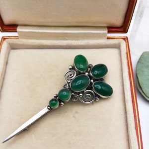 Dorrie Nossiter 1930s Arts and Crafts brooch in silver with chrysoprase-lovely greens!