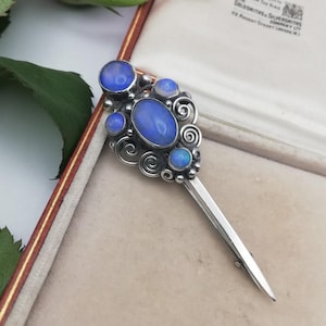 Dorrie Nossiter c1930 Arts and Crafts brooch with lively water opals and silver