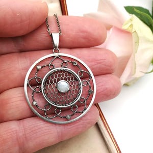 c1910 CHARLES HORNER attr Arts and Crafts pendant in silver with MOP and pastes