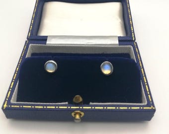 Beautiful vintage moonstone and silver stud earrings with posts
