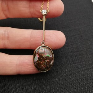 c1910 Opal diamond gold lavalier necklace in 9ct - a  classic and sophisticated necklace