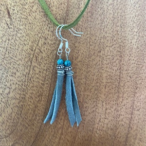 Grey Leather with Turquoise Earrings