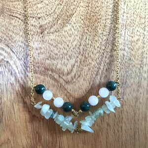 35&quot; Gold Chain with Natural Stone Pendant