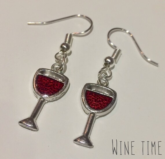 Wine Earrings Handmade Jewelry Wine Glass Earrings Ren Faire Small Earrings Wine Jewelry Wine Glass Jewelry Gift Idea for Her