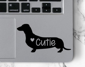 Dachshund Decal Short Haired Dachshund Decal Pet Name Decal Dog Car Window Decal Dog Laptop Decal Doxie Decal Dachshund Name Decal