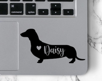 Dachshund Decal Short Haired Dachshund Decal Pet Name Decal Dog Car Window Decal Dog Laptop Decal Doxie Decal Dachshund Name Decal