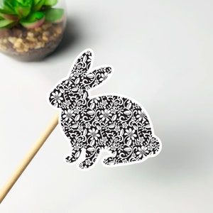 Bunny Sticker Rabbit Sticker Bunny Mom Gift Weatherproof Sticker Floral Bunny Stickers Bunny Decal Stickers For Laptop Stickers for bottle