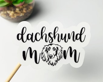 Long Haired Dachshund Mom Sticker Dachshund Mom Sticker Weatherproof Long hair dachshund Short hair Wire hair dachshund Wiener dog sticker