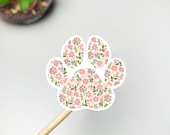 Paw Print Sticker Weatherproof Sticker Paw Print Floral Sticker Pet Sticker Paw Sticker Dog Sticker Dog Laptop Sticker Dog Mom Pet Gift