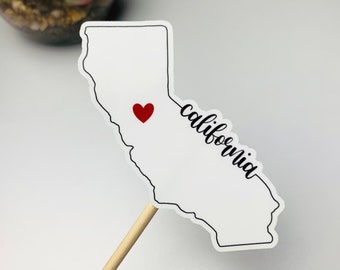 California Sticker California State Sticker Cali State Sticker CA State Stickers California love Heart Cali Pride Weatherproof