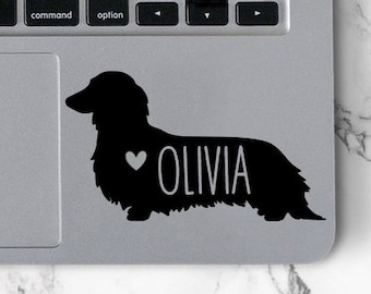 Long Haired Dachshund Decal Dachshund Vinyl Decal Dog Name Decal Dog Car Window Decal Dog Laptop Decal Long hair dachshund decal Wiener dog