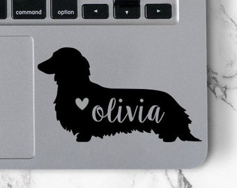 Long Haired Dachshund Decal Dachshund Vinyl Decal Dog Name Decal Dog Car Window Decal Dog Laptop Decal Long hair dachshund decal Wiener dog