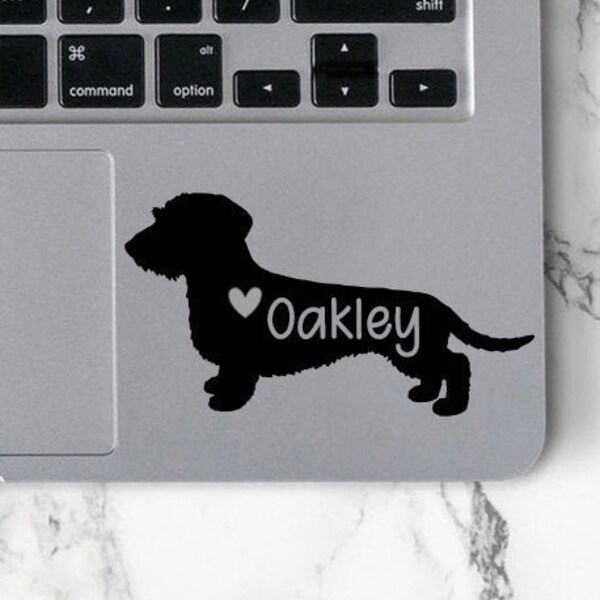 Wire Haired Dachshund Decal Dog Name Decal Wired Hair Dachshund Decal Dog Car Window Decal Dog Laptop Decal Teckel Dog Decal