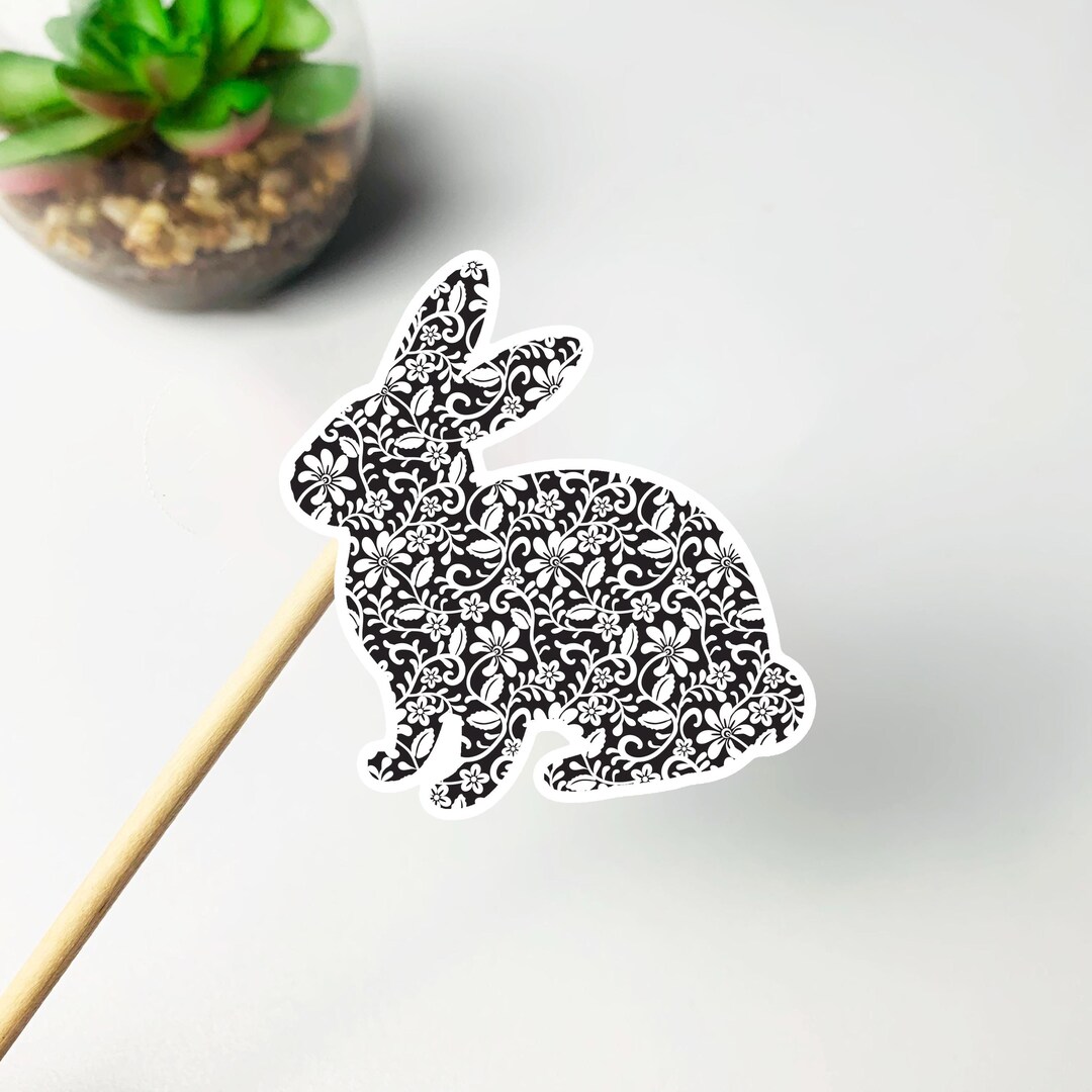 Bunny Sticker Rabbit Sticker Bunny Mom Gift Weatherproof Sticker Floral ...