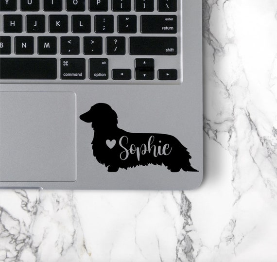 Long Haired Dachshund Decal Dachshund Vinyl Decal Dog Name Decal Dog Car Window Decal Dog Laptop Decal Long hair dachshund decal Wiener dog
