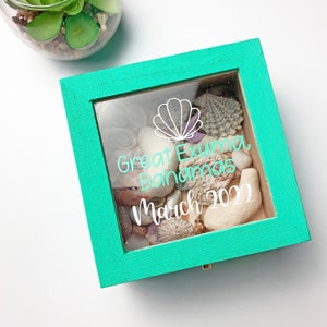 Personalized Shell Box Keepsake Seashell Box Vacation Honeymoon Wedding Engagement Shell Holder Sand Bottle Memory Seashell Box Shadowbox