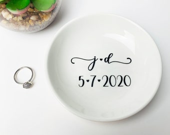 Engagement Ring Dish Personalized Ring Dish Couples Ring Dish Engagement Gift Porcelain Anniversary Bridal Shower Gift Birthday Bride to be