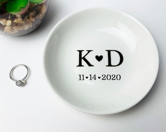 Engagement Ring Dish Personalized Ring Dish Couples Ring Dish Engagement Gift Bridesmaid Gifts Bridal Shower Gift Birthday Bride to be