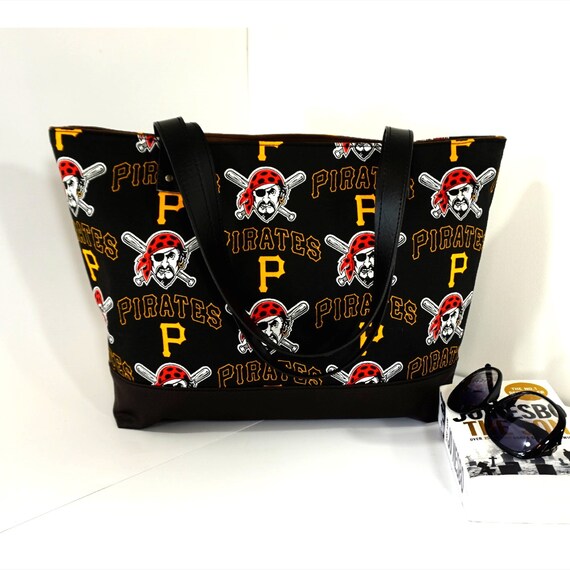 Items similar to MLB Pittsburgh Pirates Black/Yellow Vegan Leather Tote