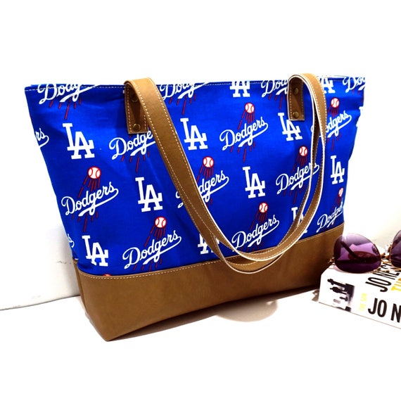 Dodgers Tote Purse with Vegan Leather Trim LA Dodgers Tote Etsy
