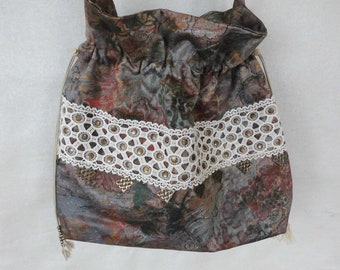 Drawstring bag from multicolored fabric