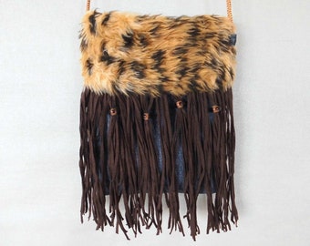 Bag from fake fur with fringes
