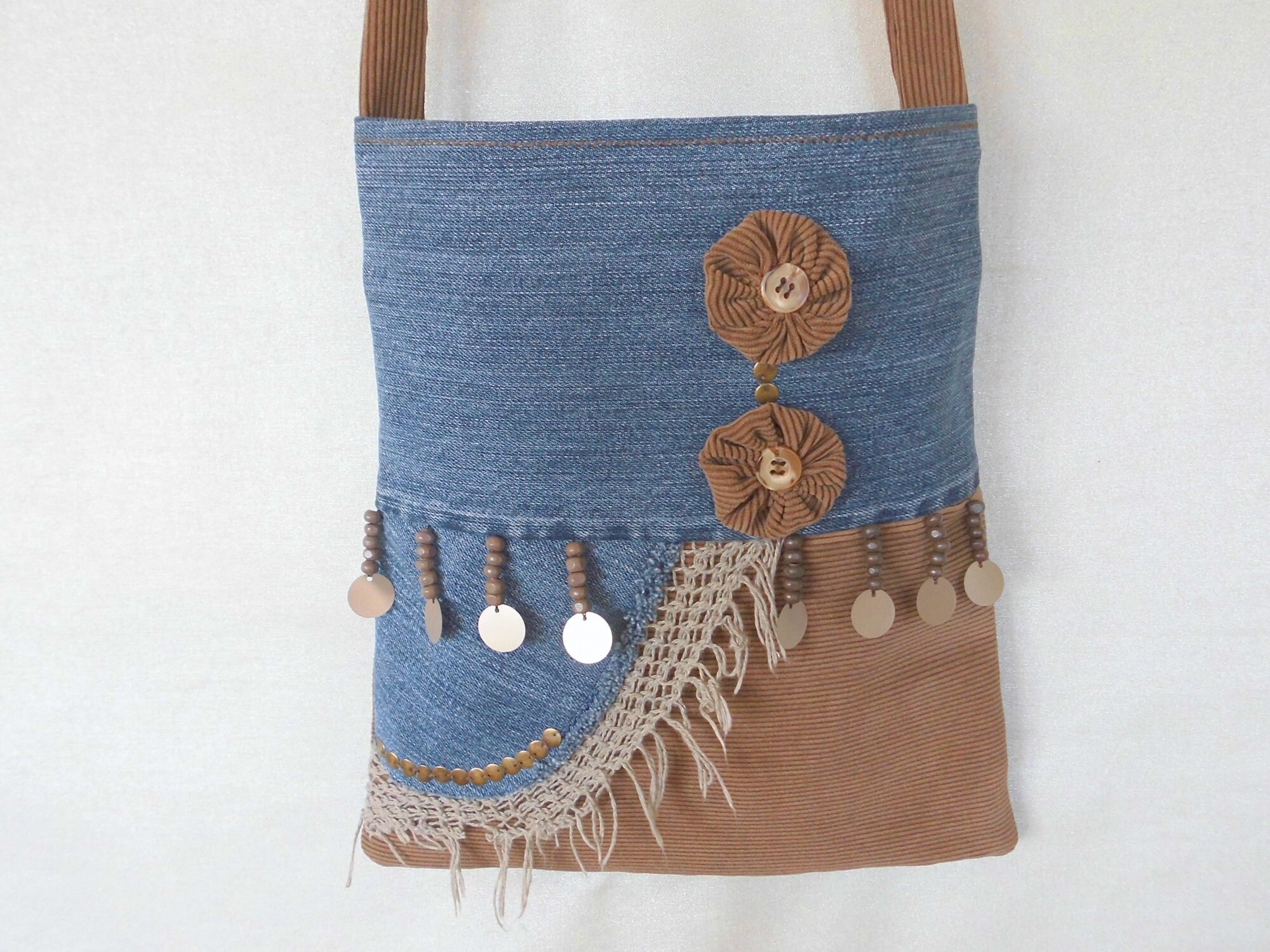 Borsa blu shop e marrone