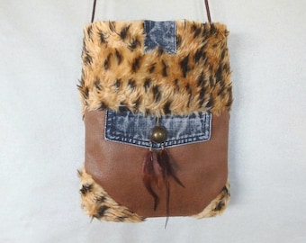 Bag from imitation leather and fake fur