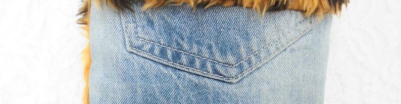 Bag from blue jeans and fake fur
