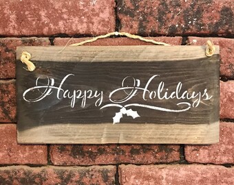 Happy Holidays Sign - Holiday Wall Art - Holiday Signs - Winter Signs - Christmas Wall Decor - Holidays Gift - Happy Holidays Art