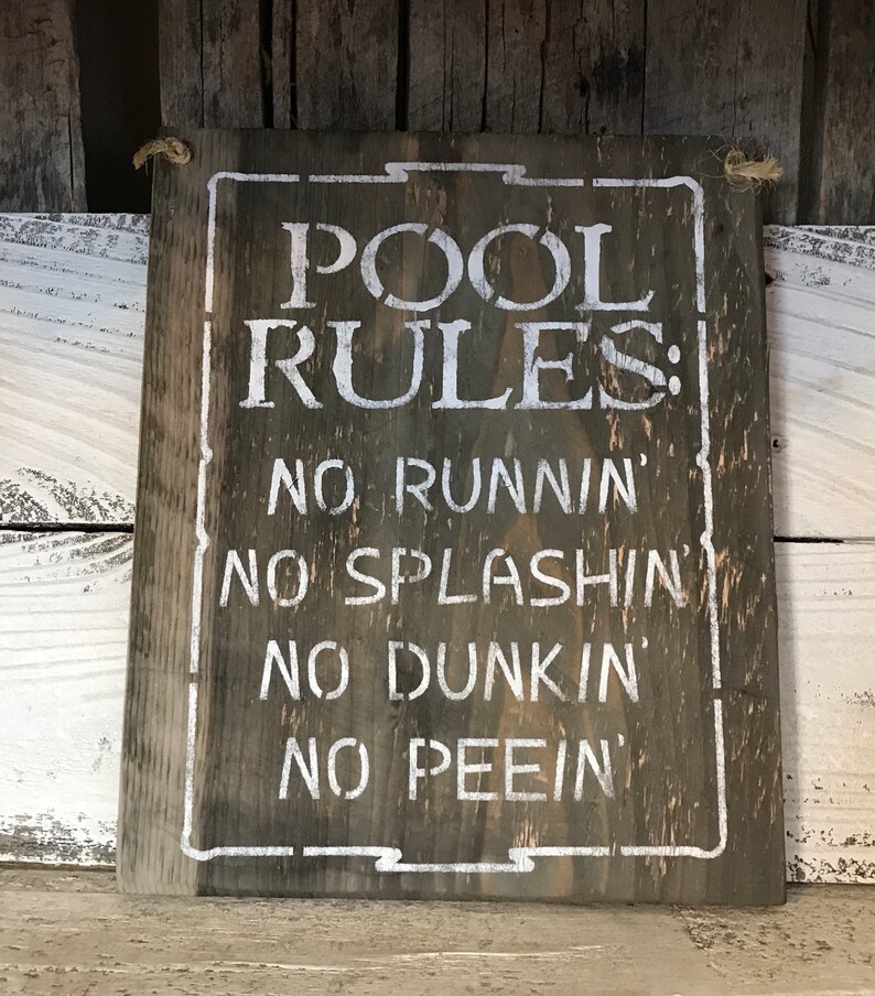 Pool Rules No Running No Peeing No Splashing No Dunking Etsy