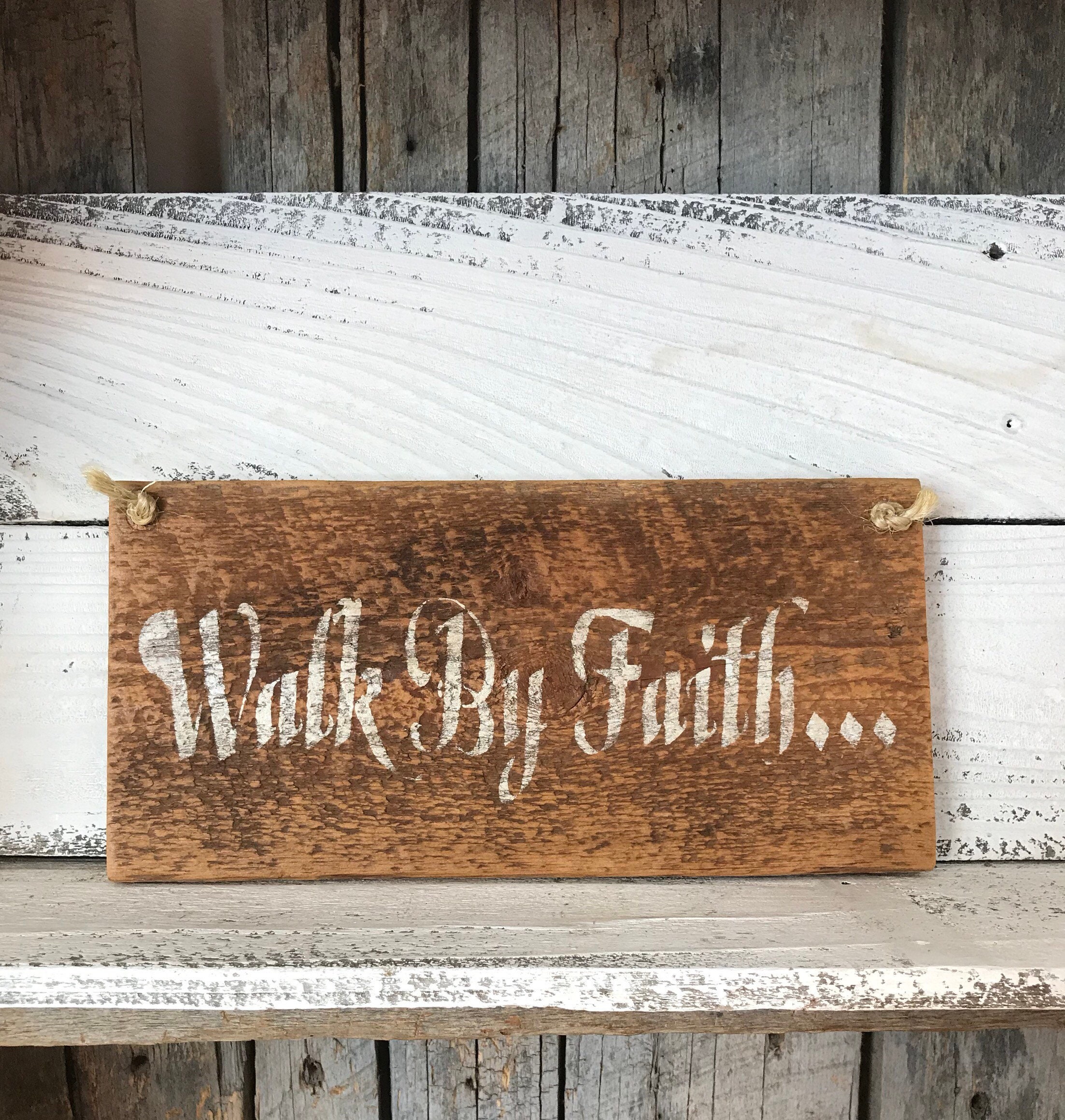 Walk by Faith Sign Faith Wall Decor Religious Sign Etsy