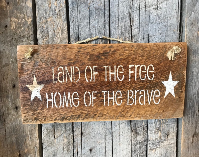 Land of the Free Home of the Brave Sign Veterans Day Gift Etsy