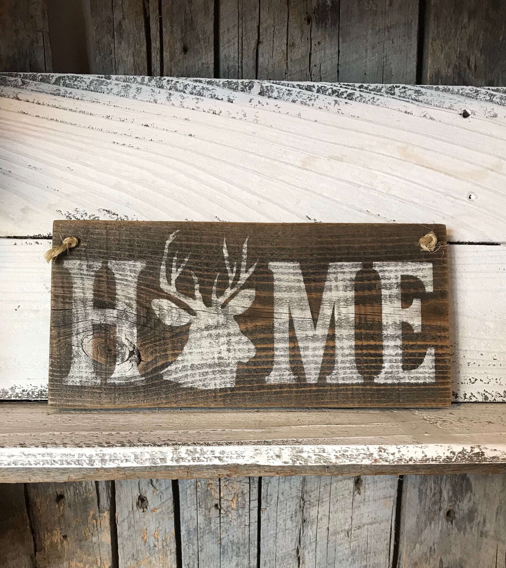 Home Sign Deer Sign Hunting Decor Barn Wood Sign Deer Etsy