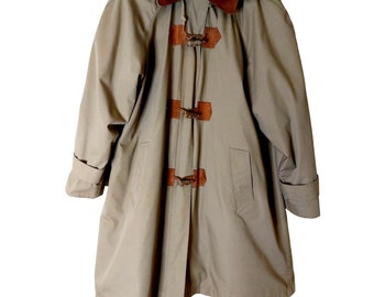 Vntge 80s Misty Harbor Hooded & Lined Trench Coat Tan - Sze 10 - Suede Trim
