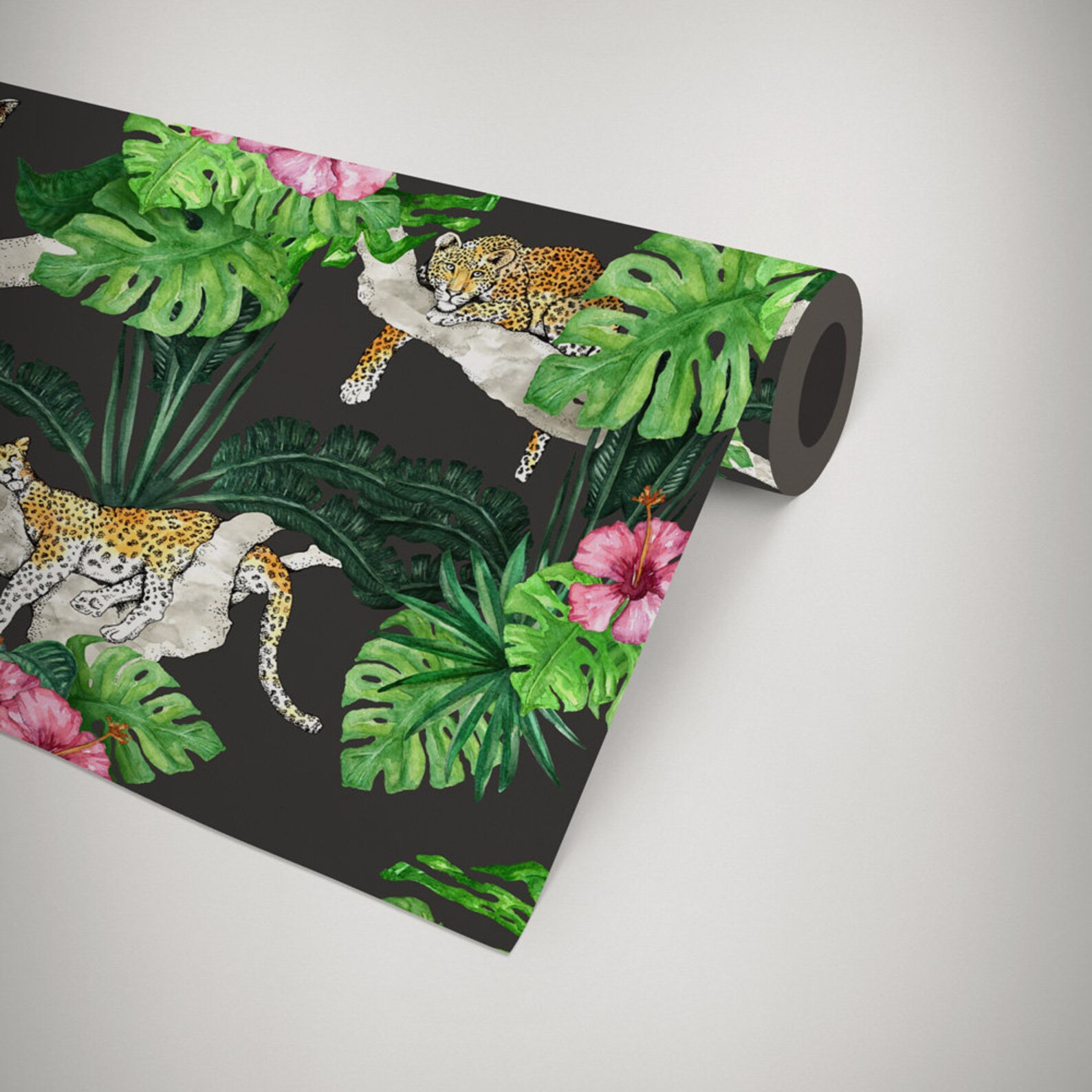 SelfAdhesive Jungle Animal Wallpaper Sticker Dark Green Etsy