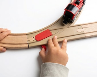 Wooden Train Toy 3D Printed Track Switch  – Compatible with Brio, Hape, Ikea Lillabo, Tiny Land, (Playtive) - Perfect Gift for Kids