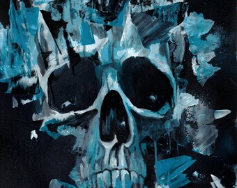 Archival Print, 8 x 10" - "Submerged" Painting, Skull, Water