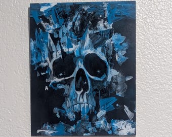 Upcycled Acrylic Painting, Skull, Water