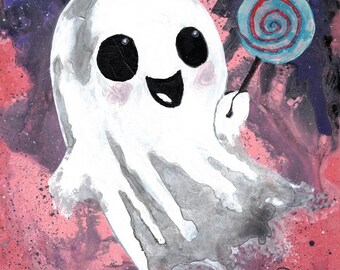 Archival Print, 8 x 10" -  Ghost, Candy, Pink, Cute