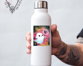 Happy Ghost Sticker, Vinyl Sticker for Water Bottles, Laptops, Planners, Ghost Decal Car, Spooky Stickers, Halloween Stickers, Sticker Gifts