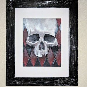 Framed Skull Oil Painting on Canvas, Skull Wall Art, Original Dark Art Painting, Skull Gifts for Men, Skeleton Art Gifts for Her, Gothic Art
